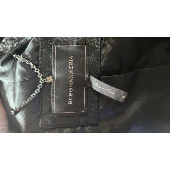 Flawless Unique tweed faux leather wool BCBGMAXAZRIA M coat blazer jacket love - Picture 7 of 8